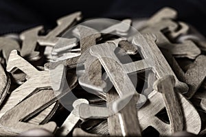 Wooden letters, in duotone