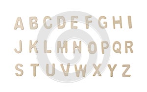 wooden letters of the English alphabet on a white background