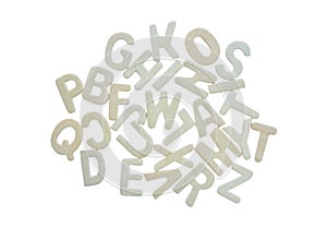 Wooden letters of English alphabet on white background with clipping path.