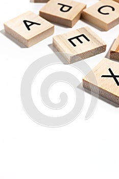 Wooden letters isolated on white background