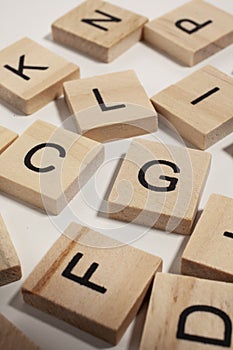 Wooden letters isolated on white background