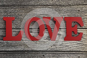 Wooden letters spelling LOVE