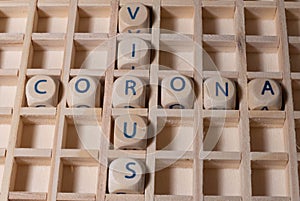 Wooden Letters with Text Corona and Virus