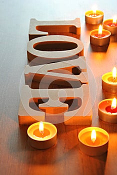 Wooden letters with word love