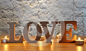 Wooden letters with word love