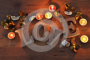 Wooden letters with word love