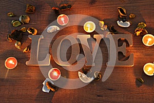 Wooden letters with word love