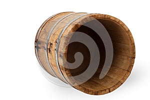 Wooden light barrel isolated on a white background