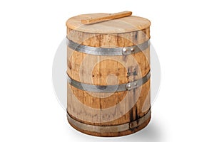 Wooden light barrel isolated on a white background