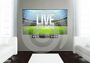 wooden living room with live streaming