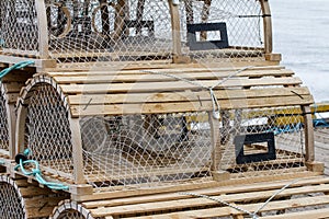 Wooden Lobster Traps on Wharf