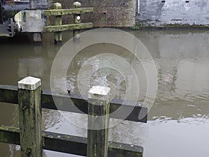 Wooden lock gates on the canal