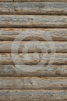 Wooden Log Cabin Old Wall Natural Colored Vertical Background Te