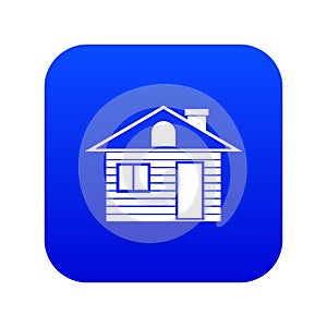 Wooden log house icon digital blue