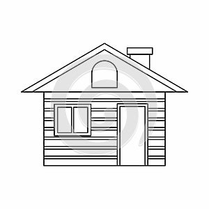 Wooden log house icon, outline style