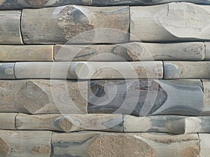 Wooden log texture  wall background, Grey beige natural colour.