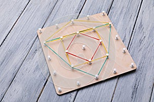 Wooden logic toy. Creativity toys. The concept of logical thinking