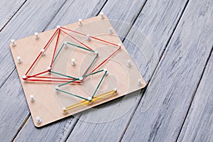 Wooden logic toy. Creativity toys. The concept of logical thinking