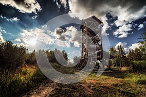 Wooden lookout on hill Tabor in Slovakia