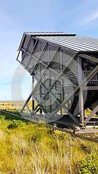 Wooden lookout observation tower in Heiligenhafen
