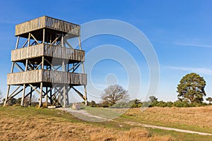 Wooden lookout tower in national park Drents Friese Wold