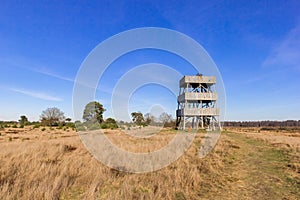 Wooden lookout tower in national park Drents Friese Wold