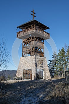 Wooden Lookout tower or observation tower Haj. Nova Bana. Slovakia photo