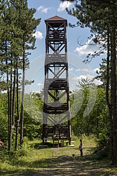 Wooden Lookout Tower in Skycov village. Slovakia