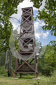 Wooden Lookout Tower in Skycov village. Slovakia