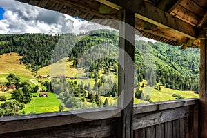 Wooden lookout tower Zbojska in national park Muranska Planina in Slovakia