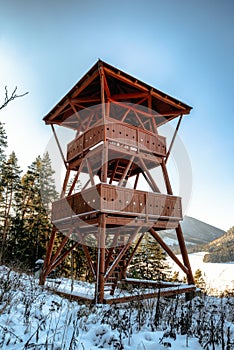 Wooden lookout in village Liptovsky Jan, Slovakia