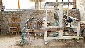 Wooden loom in a workshop photo