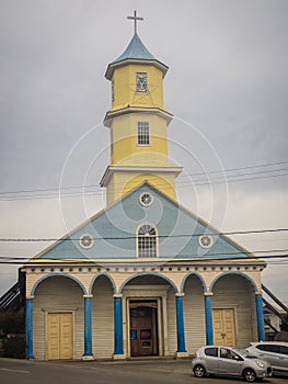 Wooden made church in Chonchi, Chiloe island in Chile. Nuestra S photo