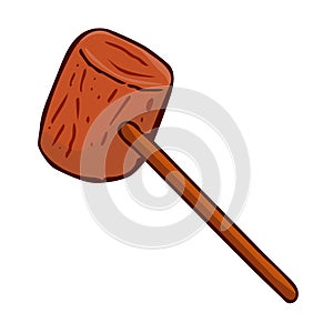 Wooden mallet isolated illustration