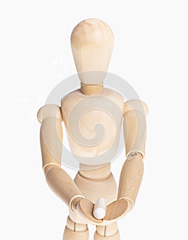 Wooden man with a tablet