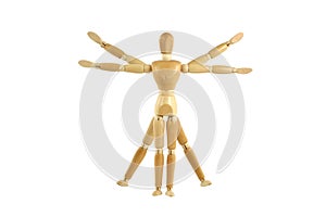 Wooden manikin Vitruvian Man photo