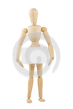 Wooden mannequin with blank card