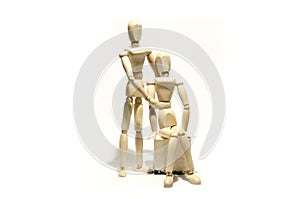 Wooden mannequin couple and wooden cube