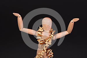 A wooden mannequin dancing
