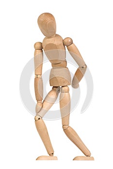 A wooden mannequin gesticulate