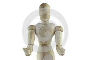 Wooden mannequin holding out its arms