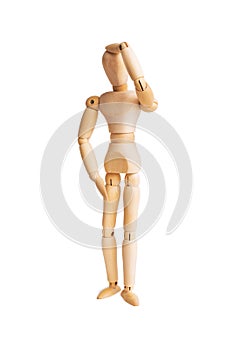 Wooden mannequin isolated on white