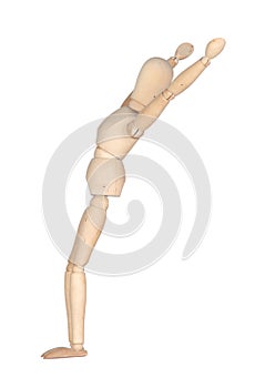 Wooden mannequin by stretching