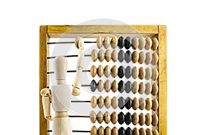 Wooden mannequin with wooden abacus