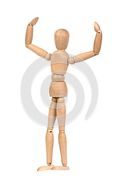 A wooden mannequin work out