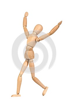 A wooden mannequin work out