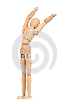A wooden mannequin work out