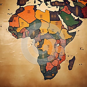 Wooden map of the world. Plywood satin laser cutting. South Africa close up