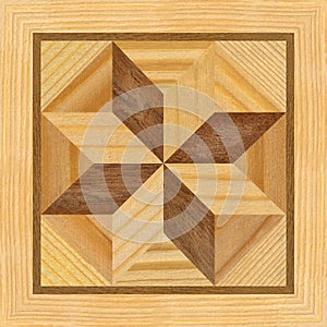 Wooden marquetry can be patterns created from the combination of pine and walnut wood, wooden floor, parquet, cutting board