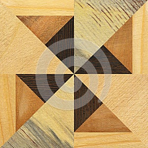 Wooden marquetry can be patterns created from the combination of pine and walnut wood, wooden floor, parquet, cutting board